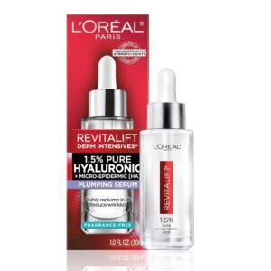 L'Oreal Paris Revitalift 1.5% Pure Hyaluronic Acid Face Serum, Hydrate & Reduce Wrinkles, Fragrance Free 1 oz L'Oreal Paris Revitalift 1.5% Pure Hyaluronic Acid Face Serum, Hydrate & Reduce Wrinkles, Fragrance Free 1 oz